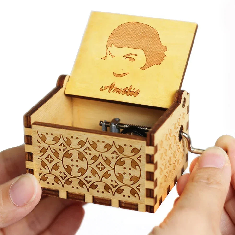 Wooden Hand Crank Jurassic Park Music Box – Classic Theme Melody Gift for Kids & Collectors