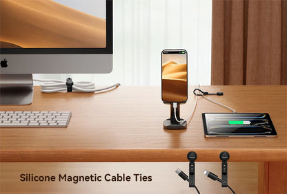 Joyroom Magnetic Cable Management Ties – 12/6PCS Adjustable Wire Organizer with Hook & Loop Straps for Home