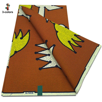 African Real Wax Print Fabric - 100% Cotton Soft Ankara Pagne Material for Dresses
