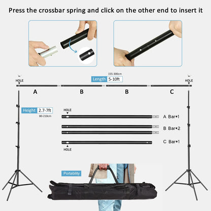 Photography Studio Backdrop Stand — Photo & Video Background Support System Kit