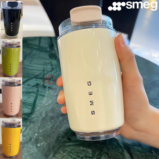 SMEG 240ml Travel Beverage Cup - Portable Stainless Steel Vacuum Coffee Thermos, Leak-Proof Car Drinking Cup