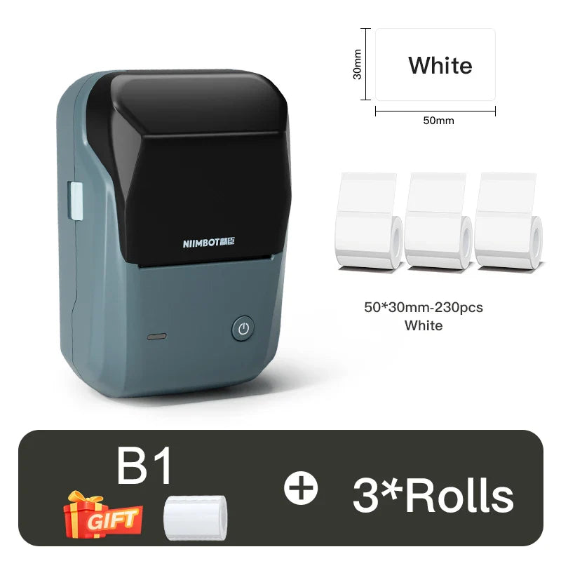 NIIMBOT B1 Portable 2-Inch Thermal Label Printer – Mini Bluetooth Adhesive Sticker Maker for Smartphone & PC
