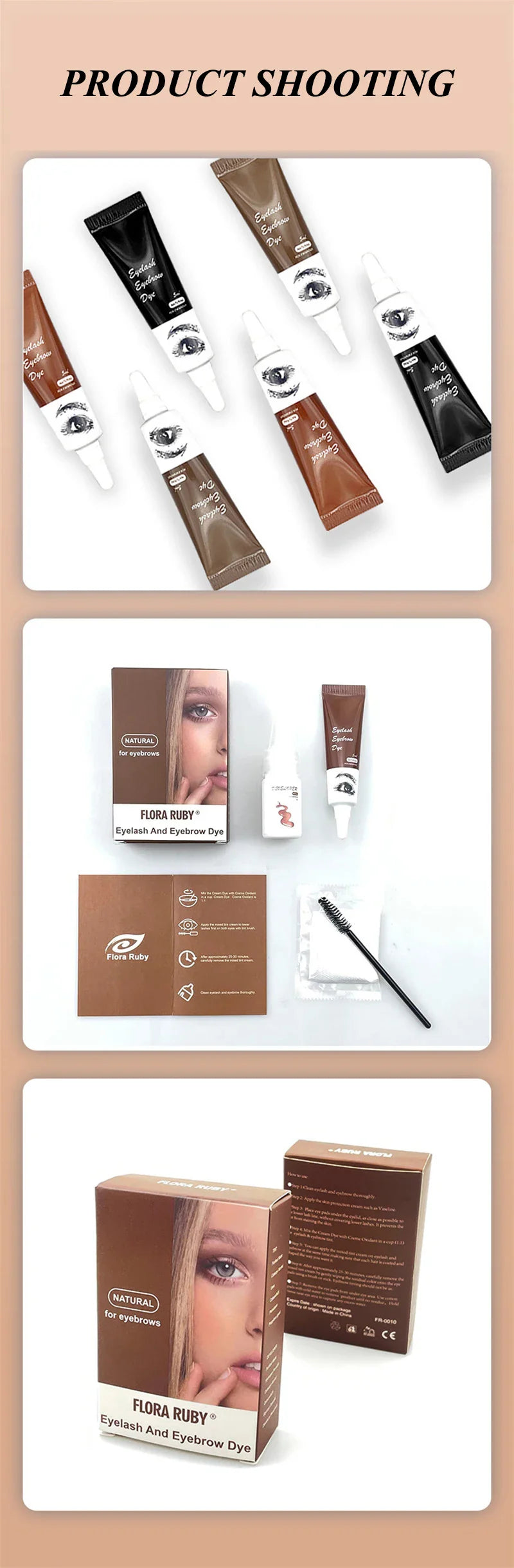 15-Minute Fast Henna Eyelash & Eyebrow Dye Tint Kit – Professional Easy Dye Gel in Brown & Black for Perfect Eyebrows