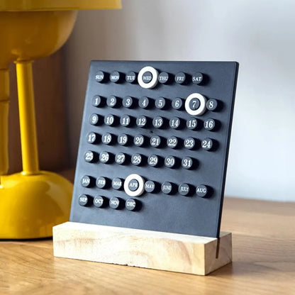 Handmade DIY Calendar: Acrylic Wooden Base Office & Home Decor - Small Ornamental Digital Desk Accessory