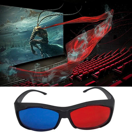 Red Blue 3D Glasses with Black Frame – Anaglyph Eyewear for 3D TV, Movies, DVD & Games