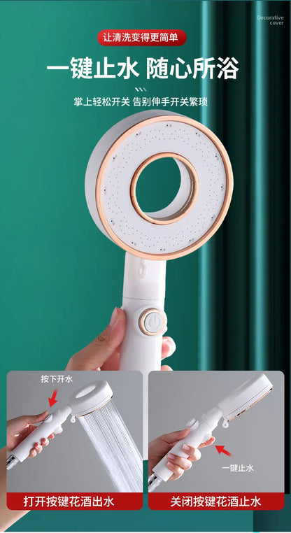 High Pressure Shower Head with 3 Modes – Adjustable Water-Saving Spray & One-Key Stop Nozzle for Bathroom Faucet Accessories