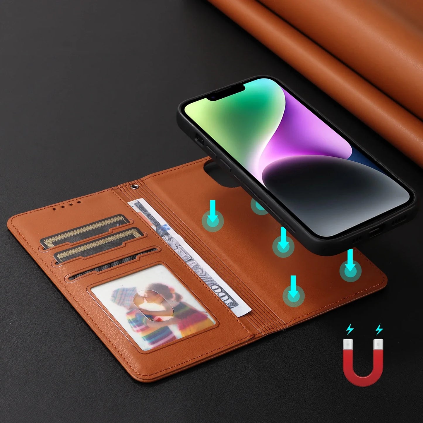 2-in-1 Magnetic Card Slot Leather Wallet Case for Xiaomi Redmi Note 13 Pro Plus, 12, 13C, 13T, C65 & POCO X6 5G – Stand Bag with Strap Cover