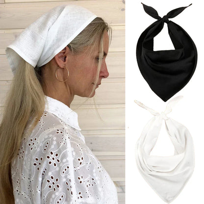 Haimeikang Solid Color Turban Hairbands – Elegant Black & White Headbands, Fashion Bandana Hair Accessories for Women & Girls