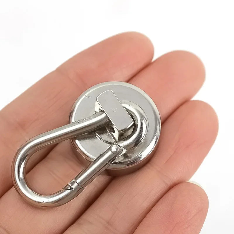 4/1pcs Strong Neodymium Magnetic Hooks — 360° Rotating Carabiner Keychain Ring for Home, Kitchen & Bathroom Hanging