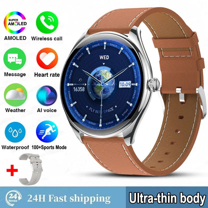 Ultra-Thin AMOLED Smartwatch for Men - 3D Display, Fitness Tracking, Heart Rate, Bluetooth Calls & Waterproof Design