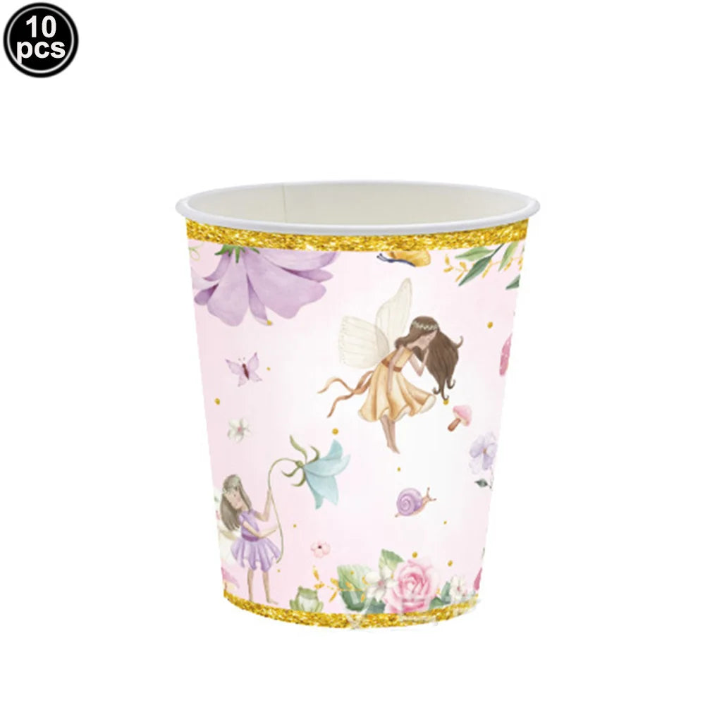 Pink Butterfly Fairy Party Tableware Set – Disposable Plates, Cups & Napkins for Birthday, Wedding & Baby Shower Decor