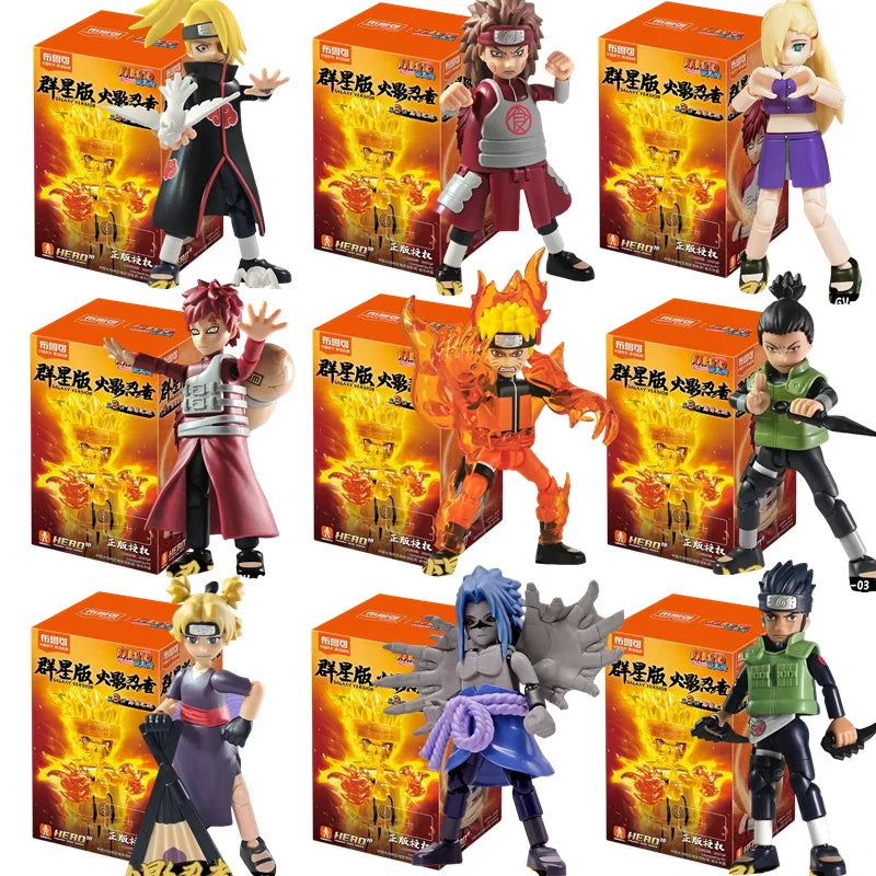BLOKEES Original Naruto Blind Box – Nine-Tails Chakra Mode Sasuke, Gaara, Kurama, Shikamaru Assembled Action Figure Toy Gift