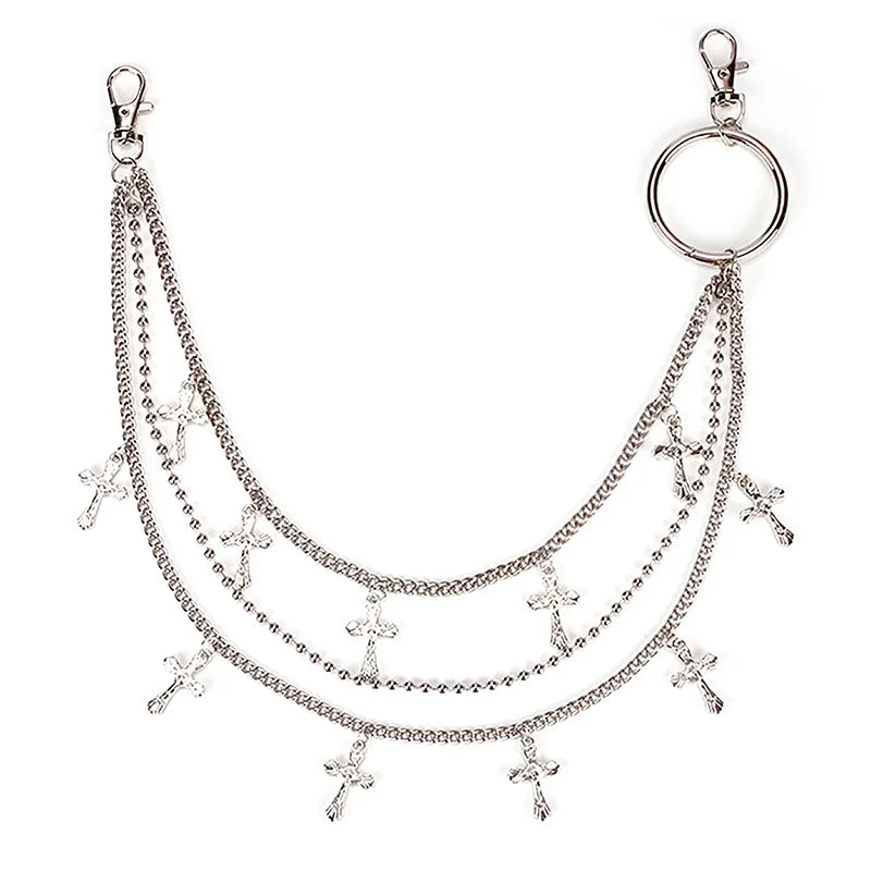 Punk Rock Metal Waist Chain Keychain – Unisex Hip-Hop Jewelry for Jeans, Wallets & Accessories