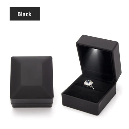 LED Light Ring Box – Red Wine Jewelry Gift Box for Proposal, Engagement & Wedding | Valentine's Day Anniversary