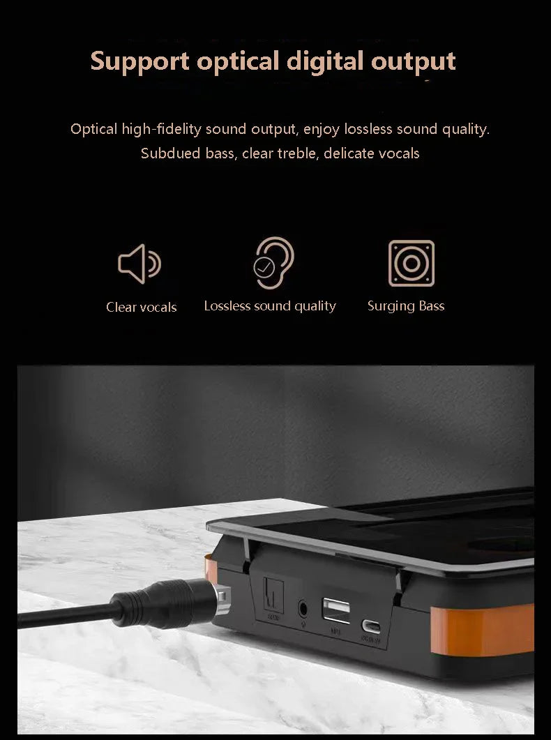 Wooden HIFI CD Player – Bluetooth 5.1, Digital Optical Output, USB Lossless Playback, Infrared Remote Control