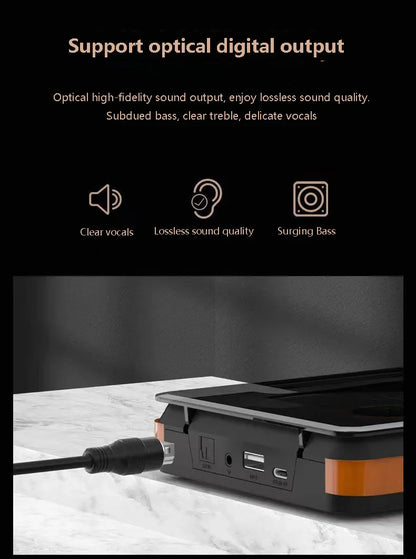 Wooden HIFI CD Player – Bluetooth 5.1, Digital Optical Output, USB Lossless Playback, Infrared Remote Control