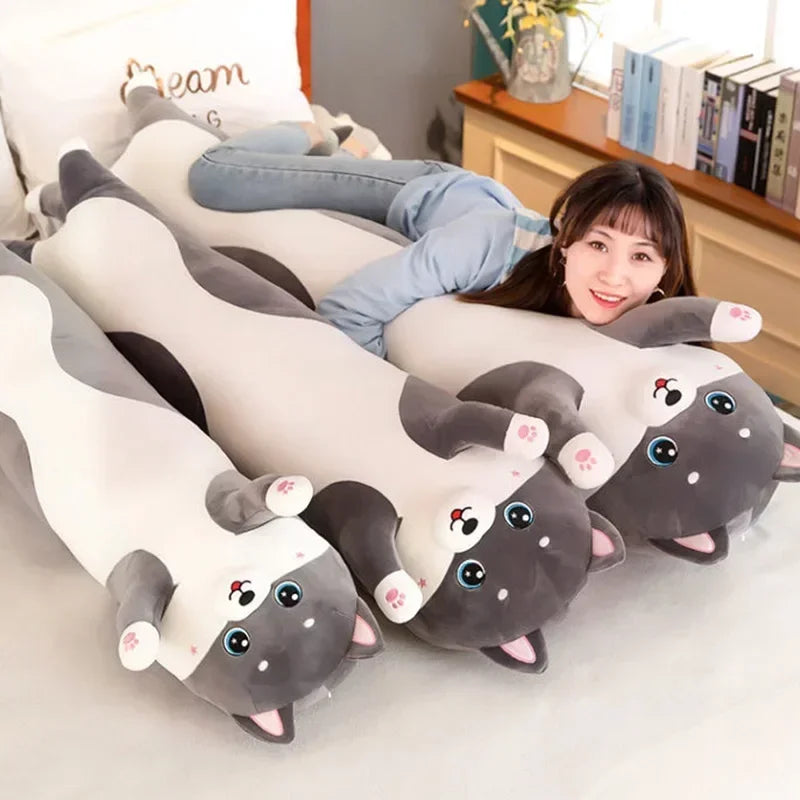 Cute Husky Dog Side Sleep Body Pillow - Perfect Sofa Bed Decoration and Birthday Present Gift for Kids, Classmates, Friends, and Girlfriends