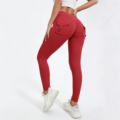 DIAS FIT JOY Women’s Nylon Yoga Pants – High-Waisted Butt-Lifting Tight Leggings with Pockets, Breathable No-T-Line Fitness Wear
