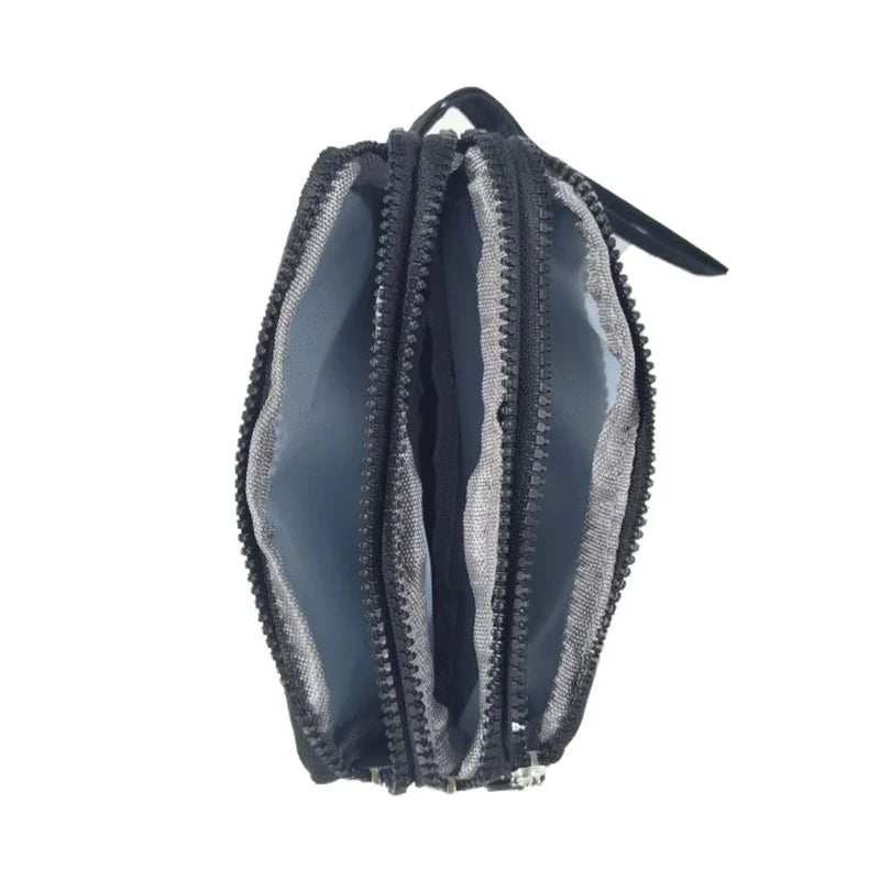 Large-Capacity Three-Zipper Wallet & Handbag – Retro Mobile Phone Bag & Portable Fashion Storage for Women & Students