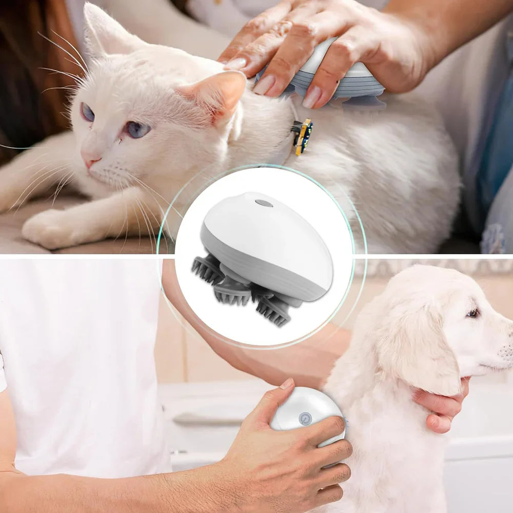 Electric Head Scalp Massager — 4 Kneading Heads for Hair Growth, Deep Tissue Relaxation & Pet Use