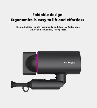 Professional Foldable Hair Dryer with Negative Ions & Blue Light – High Power Salon & Home Use