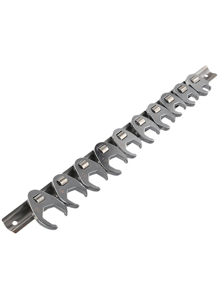 10pcs 3/8" Drive Crowfoot Wrench Set — 10-22mm Metric Open-End Spanners for Torque Wrenches