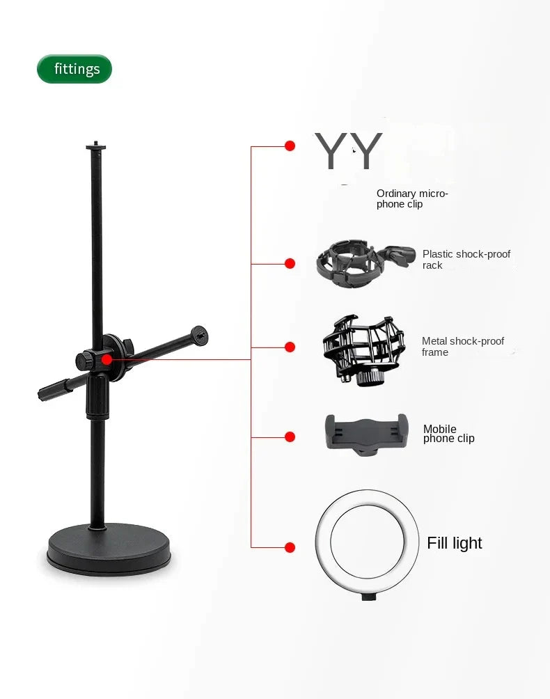 Overhead Tripod with Ring Light and Tabletop Stand, Mobile Phone Holder, Boom Arm for Nail Art and Photography