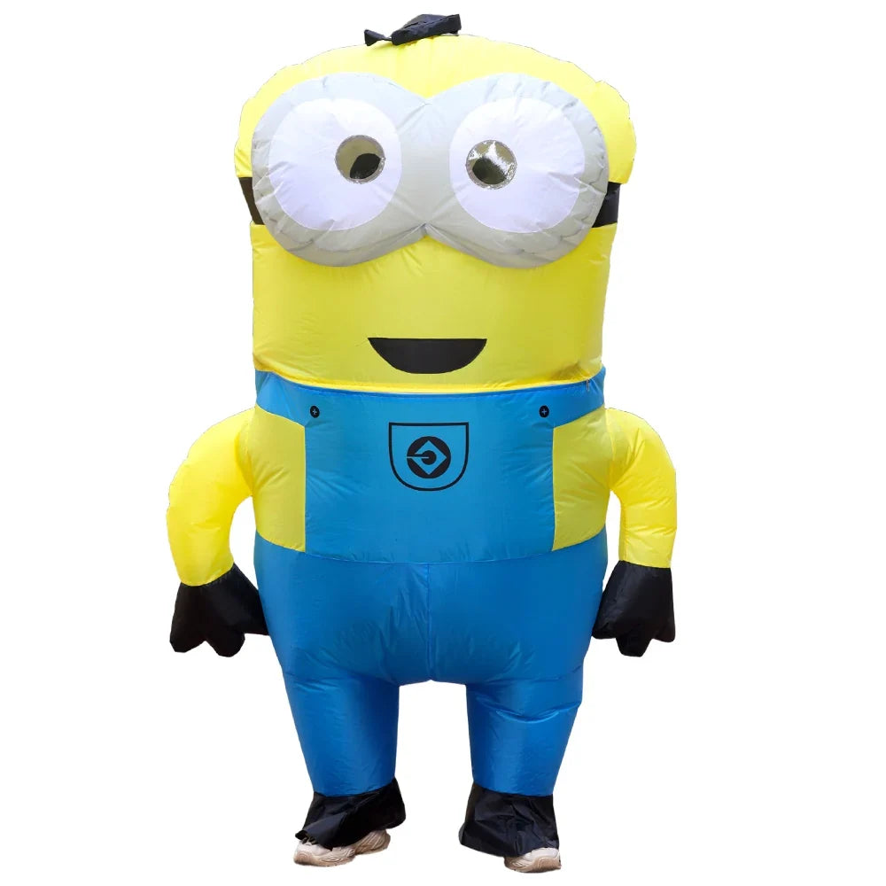 Flat Yellow Inflatable Costume - Funny Adult Cartoon Anime Outfit for Halloween & Party Performances