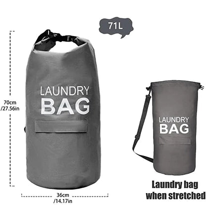 71L Laundry Backpack Hamper — Large Oxford Laundry Bag with Adjustable Shoulder Straps & Pocket