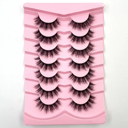 7 Pairs 3D Mink Fur False Eyelashes – Thick Short Dramatic Natural Look Makeup Lashes Wholesale