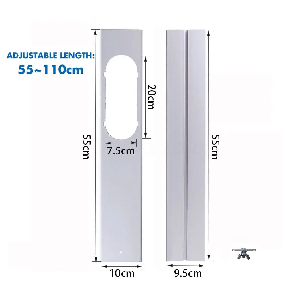 1/2PCS Portable AC Window Kit – Adjustable Slide Plate & Exhaust Hose Connector with Wind Shield Adapter