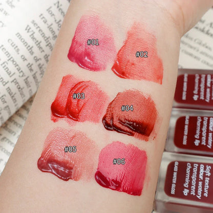 6-Color Water Mirror Gloss Lip Glaze – Long-Lasting, Hydrating, Moisturizing Liquid Lipstick