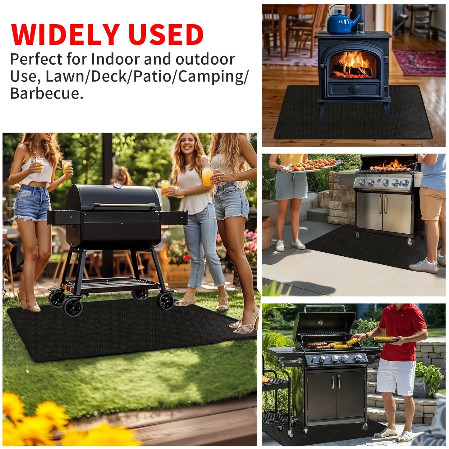 Large Fire Blanket & Grill Mat – Double-Sided Fireproof, Oil-Proof, Waterproof BBQ Protector for Grill & Fireplace