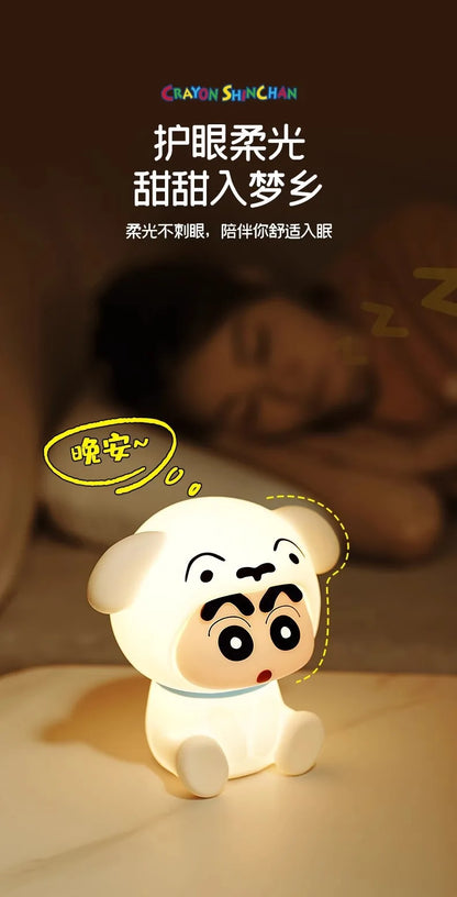 Crayon Shin-Chan Night Light – Soft Eye-Protecting LED Bedside Lamp USB Rechargeable Anime Gift