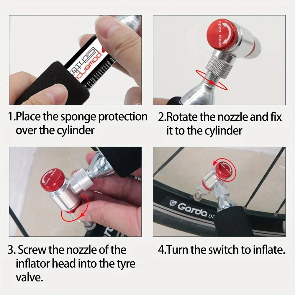 ThinkRider Mini CO2 Bike Pump - Aluminum Bicycle Inflator with Schrader & Presta Adapter