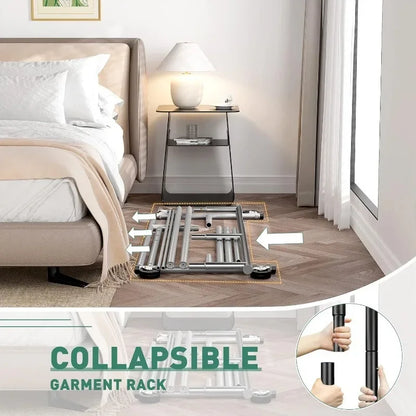 Heavy Duty Rolling Clothing Rack – Portable Clothes Hanger with Wheels for Walk-In Closets