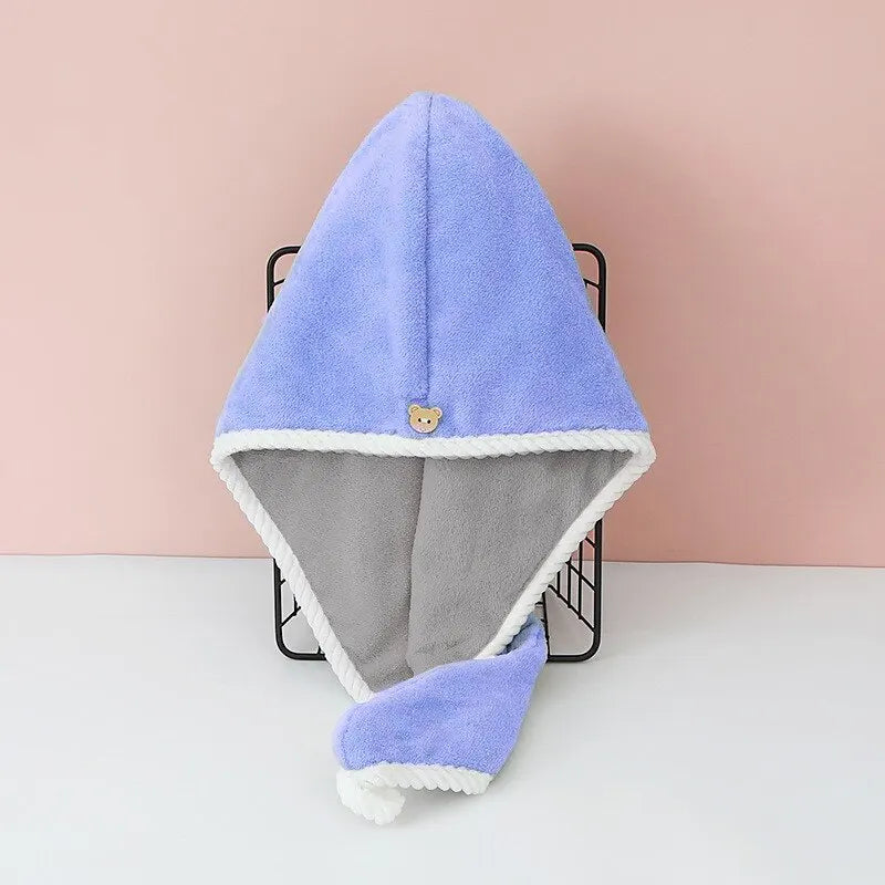 Double Thick Dry Hair Towel - Double-Sided Dry Hair Cap, Multi-Color Strong Absorbent, Rippled Edge Quick Drying Bath Hat