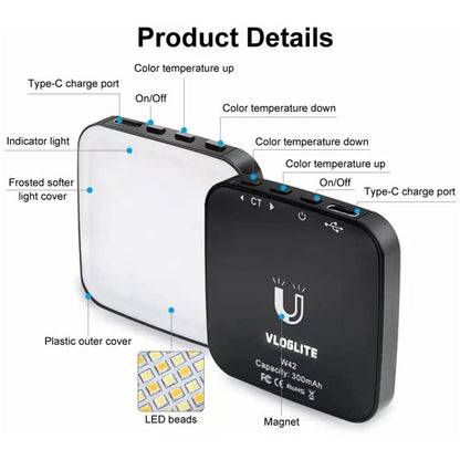 Mini Magnetic Pocket Light for MagSafe iPhone 12, 13, 14 Series - LED Cube Fill Light Lamp with Clip for Makeup Vloggers