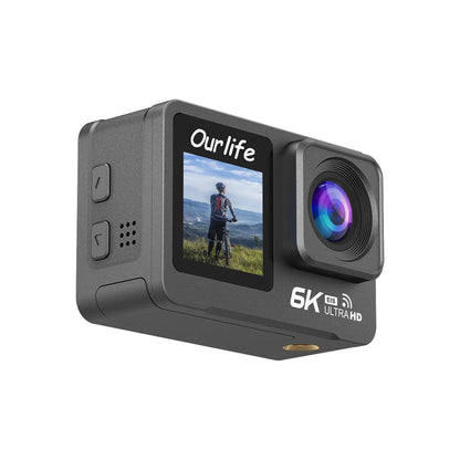 6K 4K60FPS Action Camera – 50MP Dual Screen, 2.0" Touch LCD, EIS, WiFi, 170° Lens, 30M Waterproof, 5X Zoom with Remote