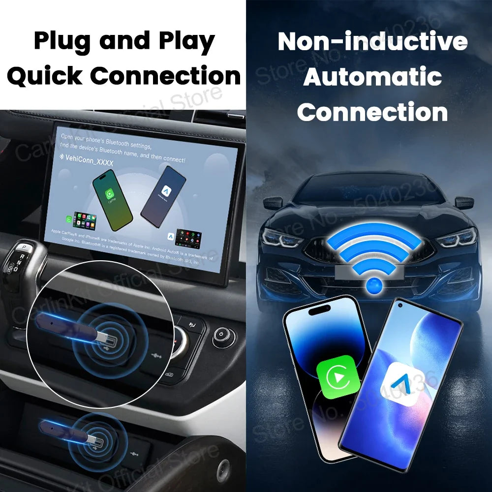 CarlinKit Wireless CarPlay & Android Auto Adapter - OEM Car Upgrade with WiFi & Bluetooth