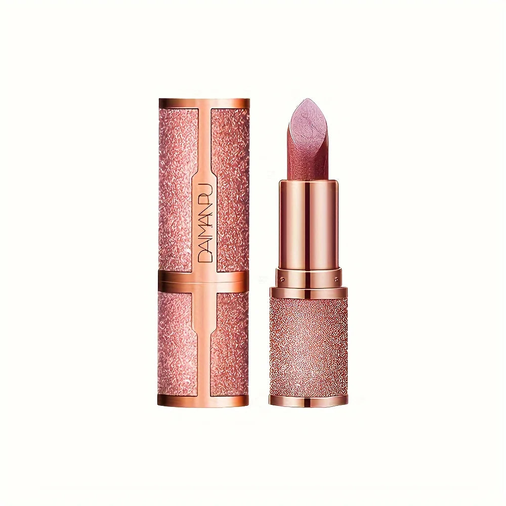 Rose Smoke Powder Lipstick – Glossy Velvet, Waterproof, Durable Starry Shine Lip Color