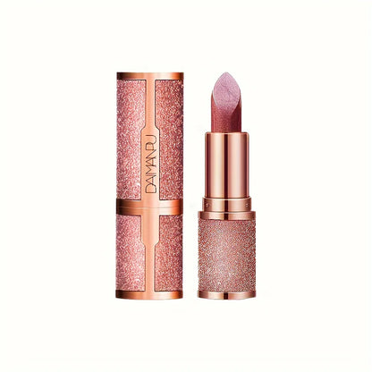 Rose Smoke Powder Lipstick – Glossy Velvet, Waterproof, Durable Starry Shine Lip Color