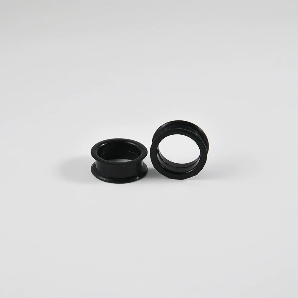 Pair of Supersize Black Silicone Double Flared Ear Tunnel Plugs — Flesh Gauge Expander Stretchers for Piercing