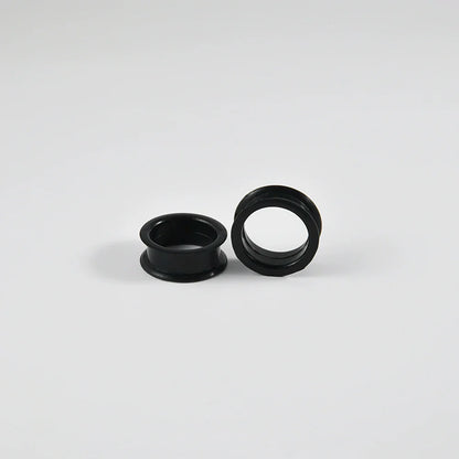 Pair of Supersize Black Silicone Double Flared Ear Tunnel Plugs — Flesh Gauge Expander Stretchers for Piercing