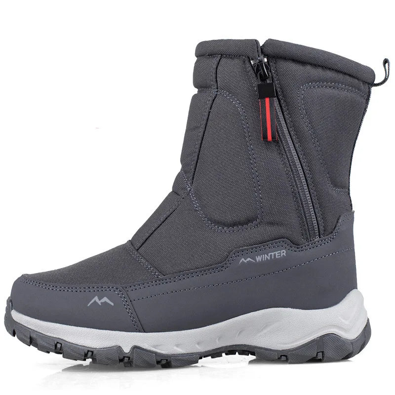 Large Winter Men’s Boots – Warm Plush Ankle High-Top Snow Boots, Sweat-Wicking Outdoor Sneakers