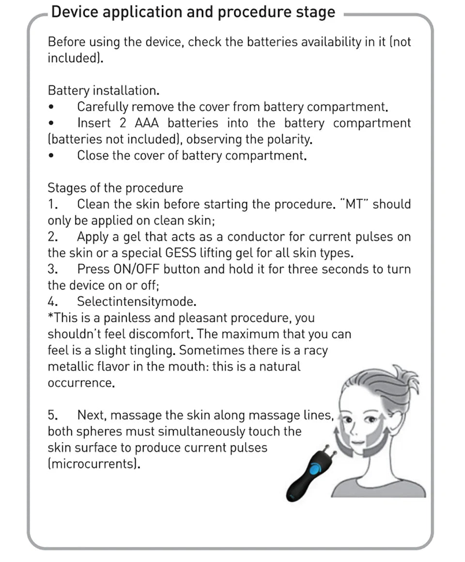 GESS Microcurrent Facial Device — Anti-Aging Face & Neck Massager for Home and Office Skin Care