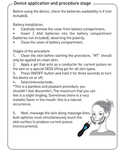 GESS Microcurrent Facial Device — Anti-Aging Face & Neck Massager for Home and Office Skin Care