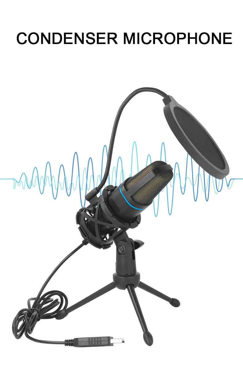 USB RGB Microphone – Condenser Gaming Mic for Podcast, Studio Recording & Streaming on Laptop/PC