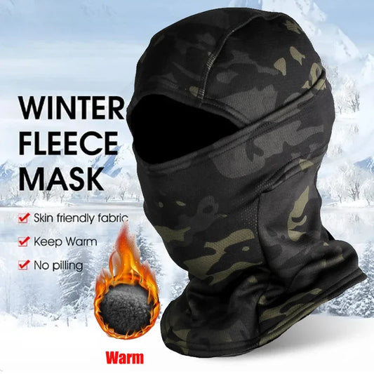 Winter Fleece Camouflage Balaclava – Warm Full Face Mask for Skiing, Cycling & Motorcycling, Cold-Proof Helmet Lining