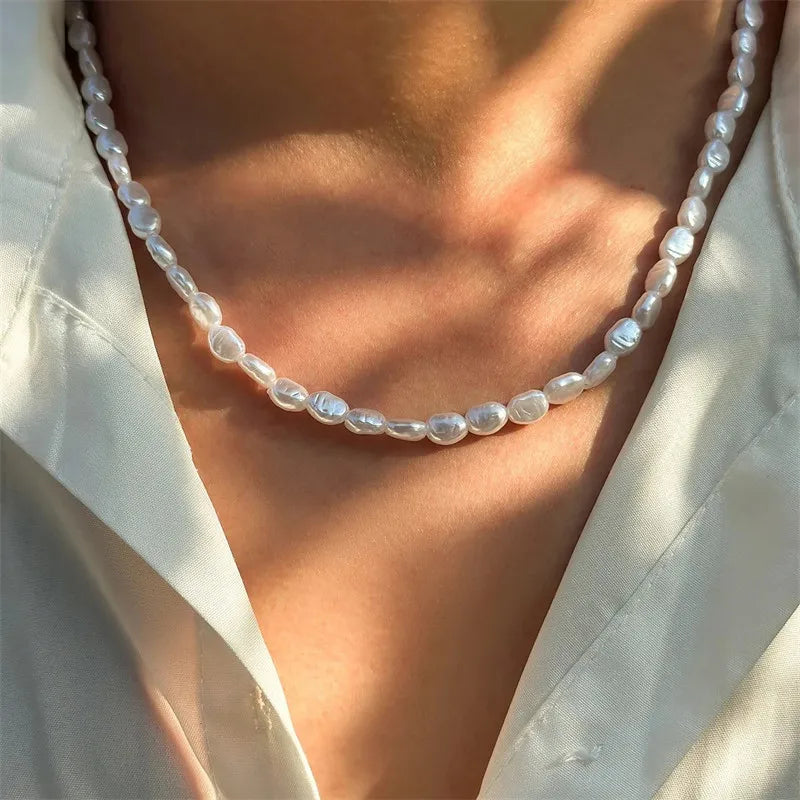 Imitation Pearl Choker Necklace - Vintage Elegant Beaded Fashion Jewelry for Women Wedding Party Style